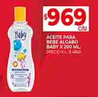 Supermercados DIA ACEITE PARA BEBE ALGABO BABY X 200 ML oferta