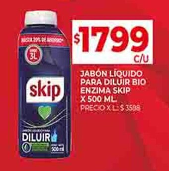 Supermercados DIA JABÓN LÍQUIDO PARA DILUIR BIO ENZIMA SKIP X 500 ML oferta