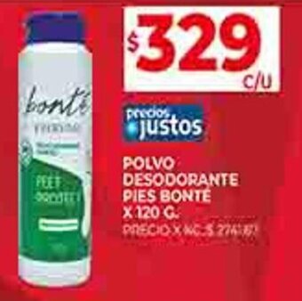 Supermercados DIA POLVO DESODORANTE PIES BONTE X 120 G oferta