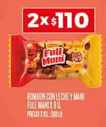 Supermercados DIA BOMBON CON LECHE Y MANI FULL MANI X 9G X 2 oferta