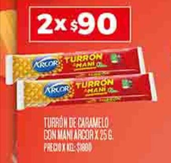 Supermercados DIA TURRON DE CARAMELO CON MANI ARCOR X 25G X 2 oferta
