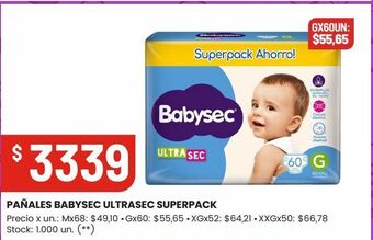 Changomas Pañales babysec ultrasec superpack oferta