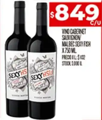 Supermercados DIA VINO CABERNET SAUVIGNON MALBEC SEXY FISH X 750ML oferta