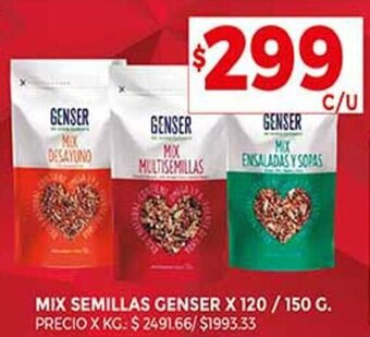 Supermercados DIA MIX SEMILLAS GENSER X 120 / 150 G. oferta