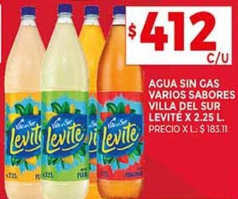 Supermercados DIA AGUA SIN GAS VARIOS SABORES VILLA DEL SUR LEVITÉ X 2.25 L. oferta