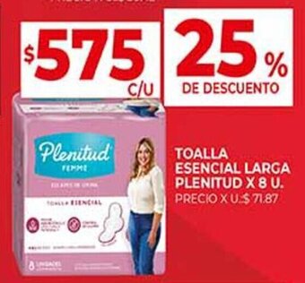 Supermercados DIA TOALLA ESENCIAL LARGA PLENITUD X 8 U. oferta