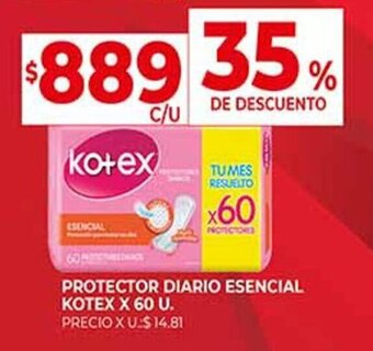 Supermercados DIA PROTECTOR DIARIO ESENCIAL KOTEX X 60 U. oferta