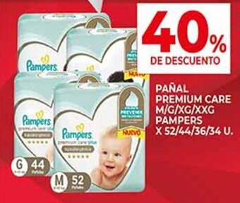 Supermercados DIA PAÑAL PREMIUM CARE M/G/XG/XXG PAMPERS X 52/44/36/34 U. oferta
