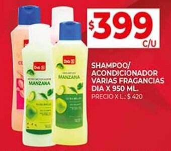 Supermercados DIA SHAMPOO/ ACONDICIONADOR VARIAS FRAGANCIAS DIA X 950 ML. oferta