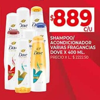 Supermercados DIA SHAMPOO/ ACONDICIONADOR VARIAS FRAGANCIAS DOVE X 400 ML. oferta