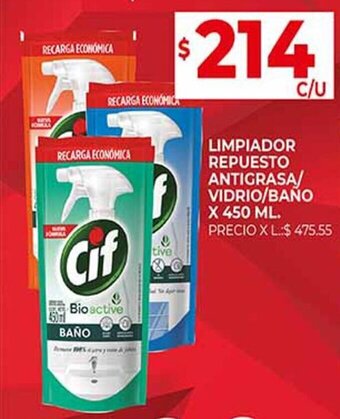 Supermercados DIA LIMPIADOR REPUESTO ANTIGRASA/ VIDRIO/BAÑO X 450 ML. oferta