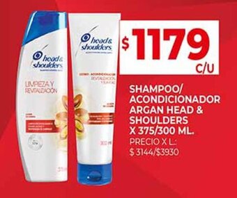 Supermercados DIA SHAMPOO/ ACONDICIONADOR ARGAN HEAD & SHOULDERS X 375/300 ML. oferta
