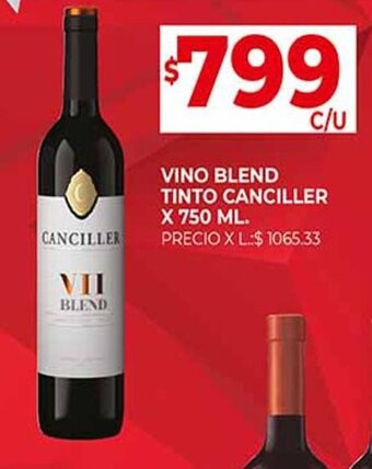 Supermercados DIA VINO BLEND TINTO CANCILLER X 750 ML. oferta