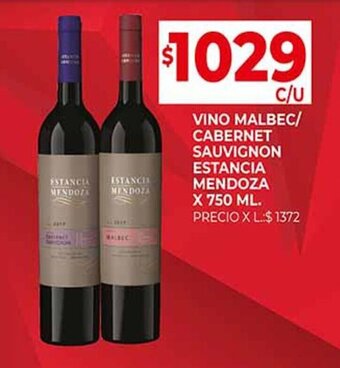 Supermercados DIA VINO MALBEC/ CABERNET SAUVIGNON ESTANCIA MENDOZA X 750 ML oferta