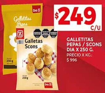 Supermercados DIA GALLETITAS PEPAS / SCONS DIA X 250 G. oferta