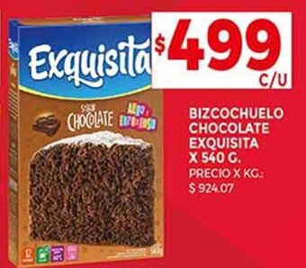 Supermercados DIA BIZCOCHUELO CHOCOLATE EXQUISITA X 540 G. oferta