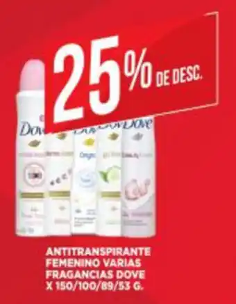 Supermercados DIA Dove Antitranspirante Femenino Varias Fragancias x 150/100/89/53g oferta
