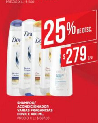 Supermercados DIA Dove Shampoo/Acondicionador Varias Fragancias x 400 ml oferta