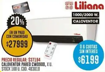Coto CALOVENTOR PARED CWD900, X U. STOCK 100 U. COD. 483818 oferta
