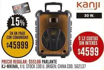 Coto PARLANTE KJ-NIKIMA, X U. STOCK 100 U. ORIGEN: CHINA COD. 562137 oferta