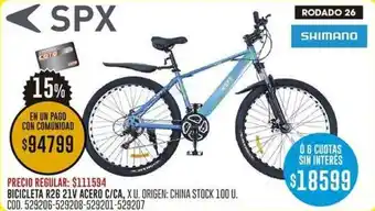 Coto BICICLETA R26 21V ACERO C/CA, X U. ORIGEN: CHINA STOCK 100 U. COD. 529206-529208-529201-529207 oferta