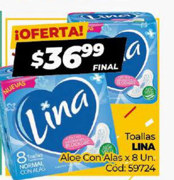 Diarco Lina Toallas Aloe Con Alas x 8 un oferta