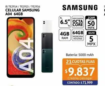 Cetrogar Celular samsung a04 oferta