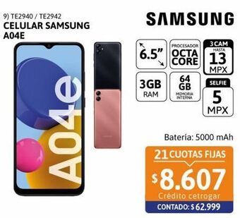 Cetrogar Celular samsung a04e oferta