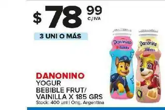 Carrefour Maxi Danonino Yogur Bebible Frut Vainilla x 185grs oferta