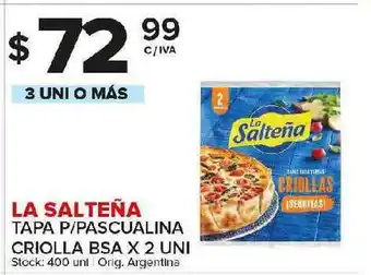 Carrefour Maxi La Salteña Tapa P Pascualina Criolla Bsa x 2 uni oferta