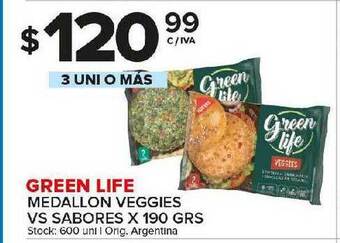 Carrefour Maxi Green Life Medallon Veggies Vs Sabores x 190grs oferta