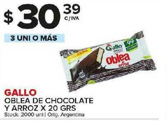 Carrefour Maxi Gallo Oblea De Chocolate Y Arroz x 20grs oferta