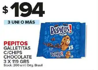 Carrefour Maxi Pepitos Galletitas C Chips Chocolate 3 x 119grs oferta
