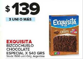 Carrefour Maxi Exquisita Bizcochuelo Chocolate Especial x 540grs oferta