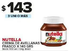 Carrefour Maxi Nutella Crema De Avellanas Frasco x 140grs oferta