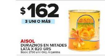 Carrefour Maxi Aisol Duraznos En Mitades x 820grs oferta