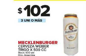 Carrefour Maxi Mecklenburger Cerveza Weiber Trigo x 500cc oferta