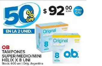 Carrefour Maxi Ob Tampones Super Medio Mini Helix 50% Off En La 2 Unid. oferta