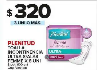 Carrefour Maxi Plenitud Toalla Incontinencia Ultra S Alas Femme oferta