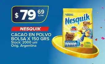 Carrefour Maxi Nesquik Cacao En Polvo Bolsa X 150 Grs oferta