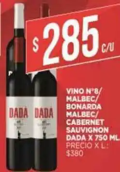 Supermercados DIA Vino N°8 Malbec Bonarda Malbec Cabernet Sauvignon Dada oferta