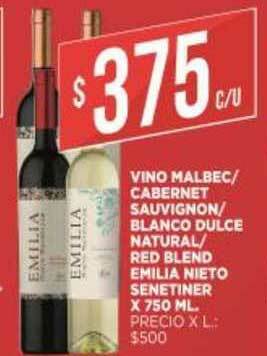 Supermercados DIA Vino Malbec Cabernet Sauvignon Blanco Dulce Natural Red Blend Emilia Nieto Senetiner oferta