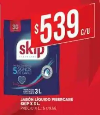 Supermercados DIA Jabon Liquido Fibercare Skip 3 L oferta