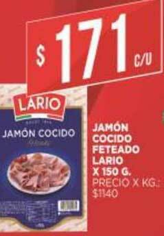 Supermercados DIA Jamón Cocido Feteado Lario x 150 g oferta