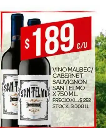 Supermercados DIA Vino Malbec Cabernet Sauvignon San Telmo x 750 ml oferta