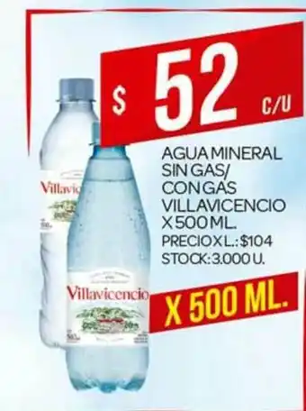 Agua Mineral Sin Gas Con Gas Villavicencio x 500 ml