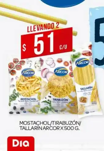 Supermercados DIA Mostachol Tirabuzón Tallarin Arcor oferta