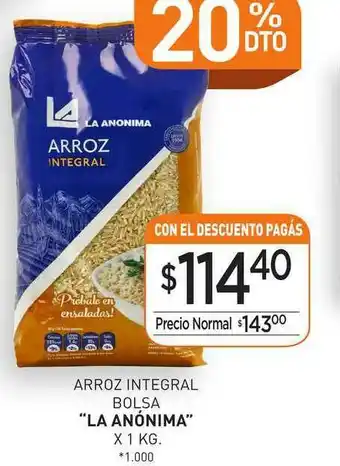 La Anonima Arroz Integral Bolsa oferta