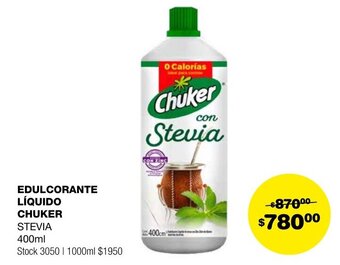 Atomo Conviene EDULCORANTE LÍQUIDO CHUKER STEVIA 400ml oferta