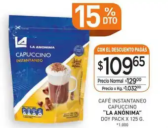 La Anonima Café Instantaneo Capuccino oferta
